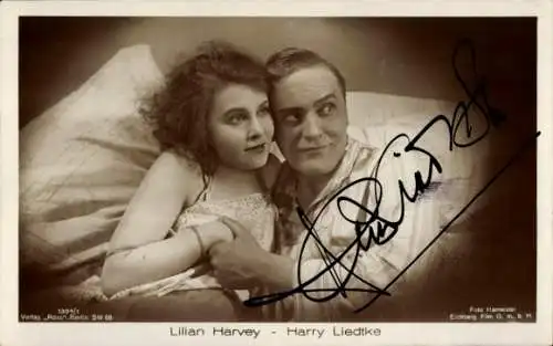 Ak Schauspieler Lilian Harvey, Harry Liedtke, Autogramm