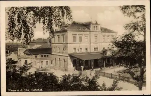 Ak Riesa an der Elbe Sachsen, Bahnhof