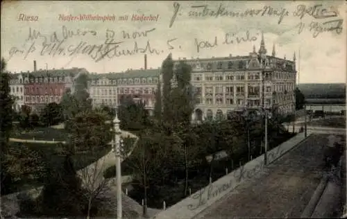 Ak Riesa an der Elbe Sachsen, Kaiser-Wilhelmsplatz, Kaiserhof