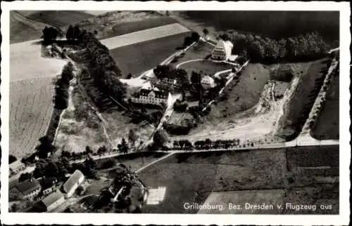 Ak Grillenburg Tharandt Sachsen, Gasthaus Grillenburg, Fliegeraufnahme