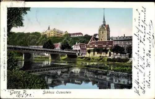 Ak Gera in Thüringen, Schloss Osterstein, Brücke