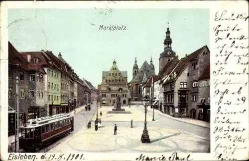 Ak Lutherstadt Eisleben, Marktplatz