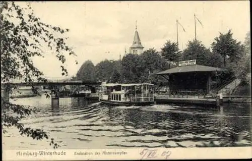 Ak Hamburg Nord Winterhude, Endstation der Alsterdampfer