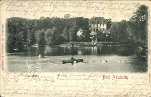 Ak Bad Nauheim in Hessen, Teichhaus, Ruderboot