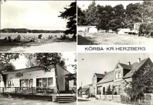 Ak Körba Lebusa in Brandenburg, Zeltplatz, Gaststätte Seeblick, Konsum Verkaufsstelle, Körbaer See