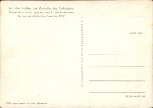 Ak Leipzig in Sachsen, Gelände der Technischen Messe, Besucher, 1952