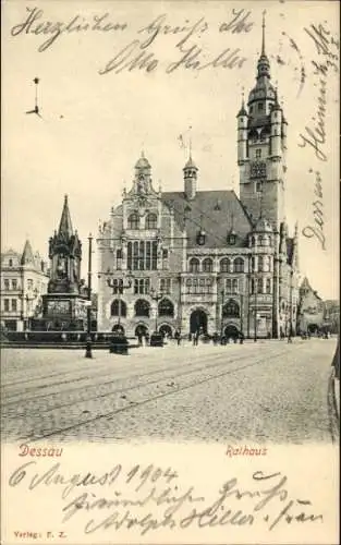 Ak Dessau in Sachsen Anhalt, Rathaus, Denkmal