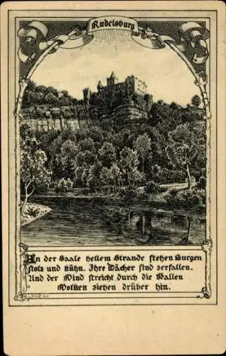 Künstler Ak Lenz, W., Bad Kösen Naumburg an der Saale, Rudelsburg