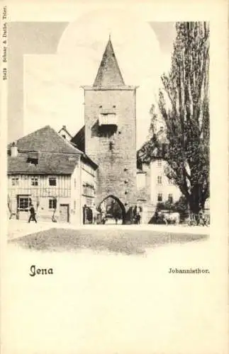 Ak Jena in Thüringen, Blick auf das Johannistor, Hotel zum Löwen, Inh. Albert Schwantner