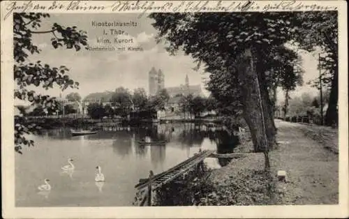 Ak Bad Klosterlausnitz in Thüringen, Klosterteich, Kirche