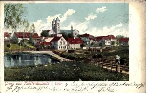 Ak Bad Klosterlausnitz in Thüringen, Teilansicht, Kirche, Teich