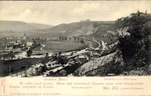 Ak Dornburg an der Saale Thüringen, Panorama, Lotterie Bezugsschein der Staats Lotterie