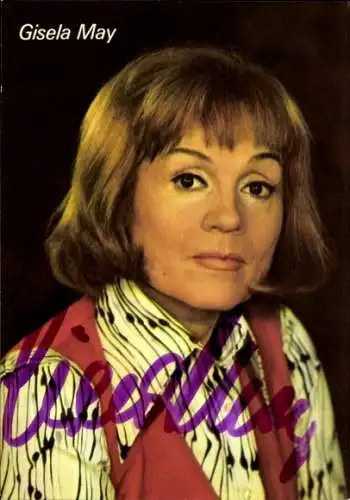 Ak Schauspielerin Gisela May, Portrait, Autogramm