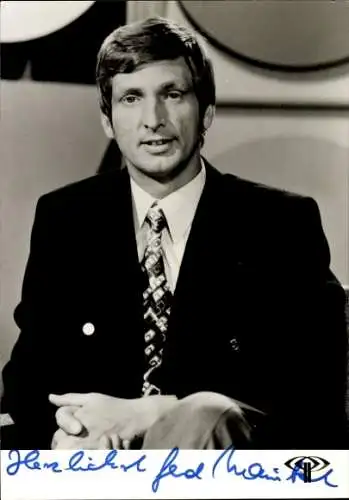 Ak Moderator Gerd Mausbach, ZDF, Portrait, Autogramm