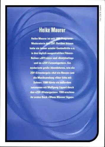 Ak Moderatorin Heike Maurer, Portrait, Autogramm
