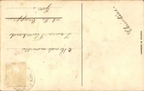 Präge Ak Mädchen in einem Papierboot, Dackel, Rosen, Blumengirlanden