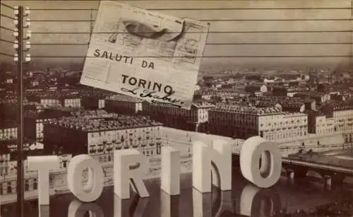 Ak Torino Turin Piemonte, Gesamtansicht, Telegramm