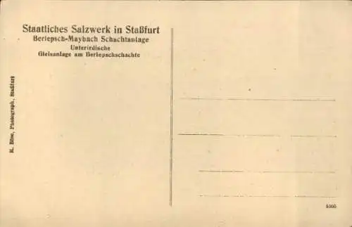 Ak Staßfurt im Salzlandkreis, Staatliches Salzwerk, Bahnhof