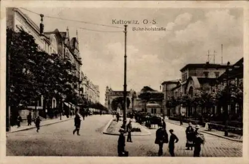 Ak Katowice Kattowitz Oberschlesien, Bahnhofstraße