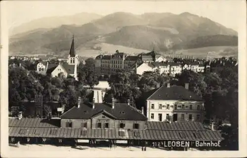 Ak Leoben Steiermark, Bahnhof