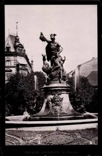 Kabinettfoto Poznań Posen, Perseus Brunnen