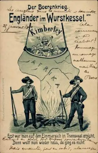 Litho Der Boerenkrieg, Engländer im Wurstkessel