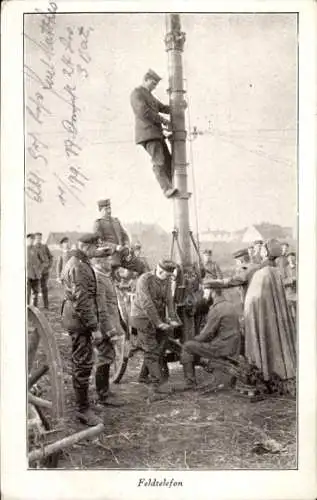 Ak Kriegsschauplatz I. WK, Feldtelefon, deutsche Soldaten