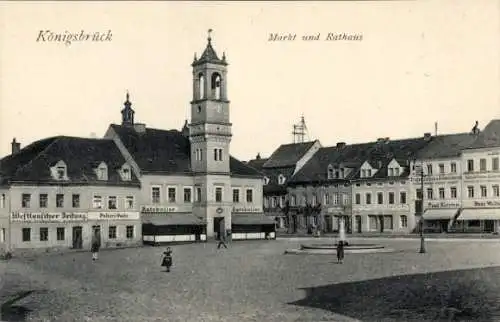 Ak Königsbrück in der Oberlausitz, Markt, Rathaus, Ratskeller, Geschäft Hans Walter, Paul Kirsten