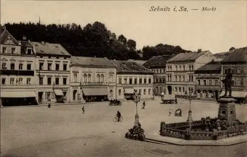 Ak Sebnitz Sächsische Schweiz, Markt, Denkmal