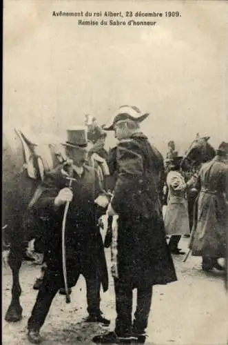 Ak König Albert I. von Belgien, Avenement le 23 décembre 1909, Remise du Sabre d'honneur