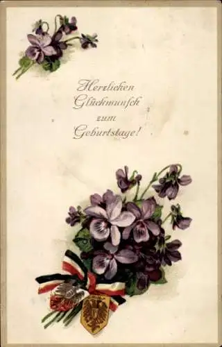 Ak Glückwunsch Namenstag, Violette Blüten, Blumenstrauß