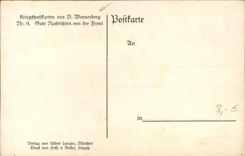 Künstler Ak Wennerberg, Bruno, Gute Nachrichten von Front, Mutter und Kinder lesen Soldatenbrief