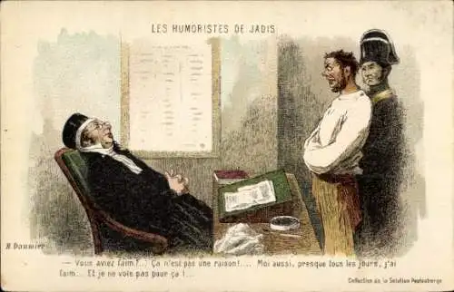 Künstler Ak Daumier, Les Humoristes de Jadis, Verbrecher, Richter, Reklame, Solution Pautauberge