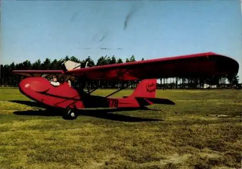 Ak Curtiss Wright Pusher Type 1931, USA, Rotes Flugzeug