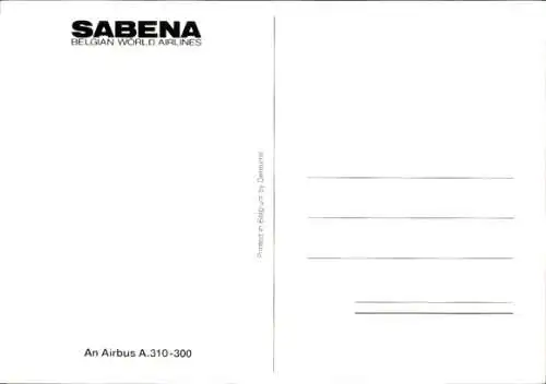 Ak Passagierflugzeug Airbus A310-300, Sabena, Belgian World Airlines