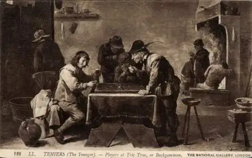 Künstler Ak Teniers, Players at Tric Trac, or Backgammon, Brettspiel