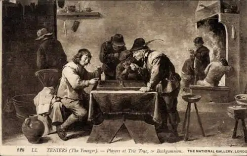 Künstler Ak Teniers, Players at Tric Trac, or Backgammon, Brettspiel