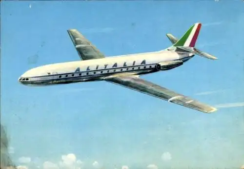 Ak Italienisches Passagierflugzeug Alitalia, Caravelle III S. E. 210