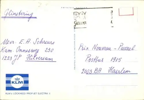 Ak Niederländisches Passagierflugzeug, KLM, Lockheed Prop Jet Electra II