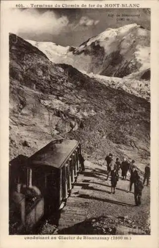 Ak Terminus du Chemin de fer du Mont Blanc, Personnes