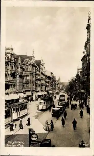 Ak Magdeburg, Breiter Weg, Straßenbahn, Steinstraße