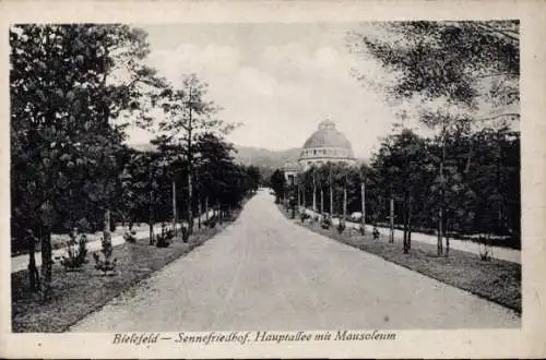 Ak Senne Bielefeld in Nordrhein Westfalen, Sennefriedhof, Hauptallee, Mausoleum,