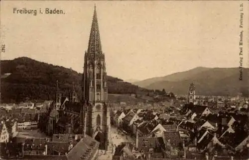 Ak Freiburg im Breisgau, Panorama, Münster, Kirche, Kathedrale