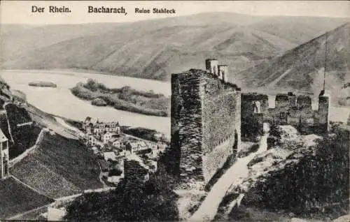 Ak Bacharach am Rhein, Burg Stahleck, Panorama, Ruine