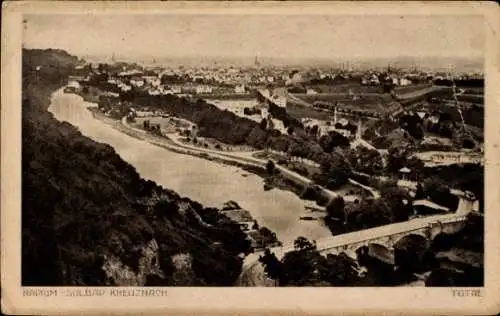 Ak Bad Kreuznach in Rheinland Pfalz, Totalansicht, Brücke