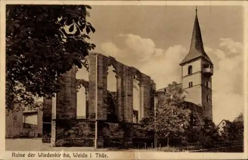 Ak Weida in Thüringen, Ruine, Wiedenkirche