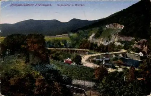 Ak Bad Kreuznach an der Nahe, Brücke, Salinental