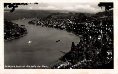 Ak Boppard am Rhein, Panorama, die Perle des Rheins, Boote