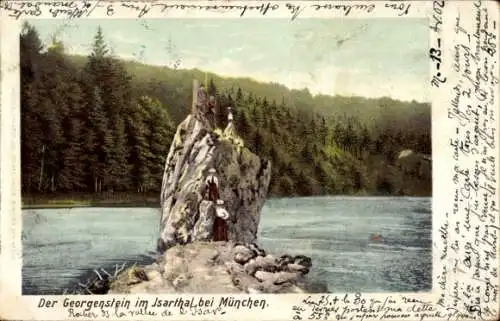 Ak Baierbrunn Oberbayern, Georgenstein in der Isar, Teilansicht