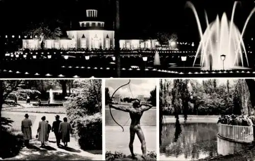 Ak Ludwigshafen am Rhein, Ebertpark, Nacht, Wasserfontäne